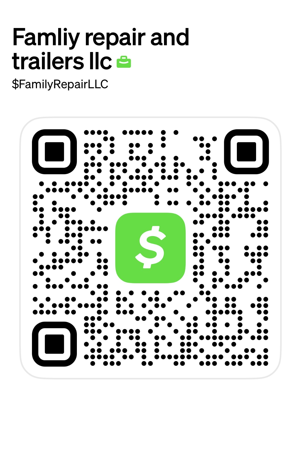 Cash App QR for $FamilyRepairLLC